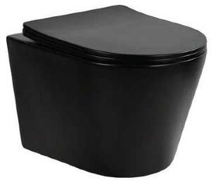 Унитаз подвесной SanDav Conos Black 490х365х350 безободковый, микролифт (конус) черный