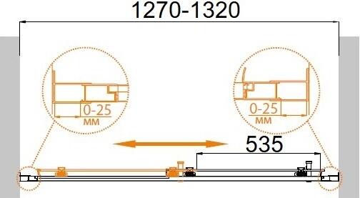 Душевая дверь Cezares MOLVENO-BF-1-130-C-Cr-IV, 130х195, профиль хром, стекло прозрачное