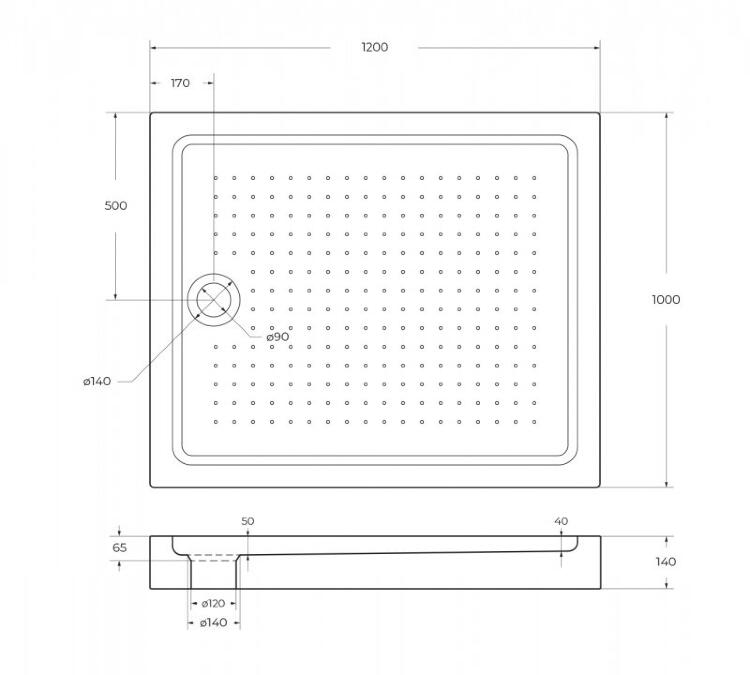 Акриловый поддон 120х100 BelBagno TRAY-BB-AH-120/100-15-W с сифоном