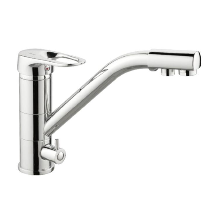 Смеситель для кухни Haiba HB4304, хром, однорычажный, высота излива 17.9 см, длина излива 23.1 см