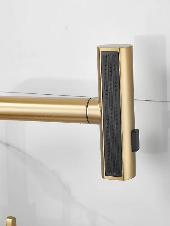 Смеситель для кухни Haiba HB73824-5 золото однорычажный, длина излива 20.35 см