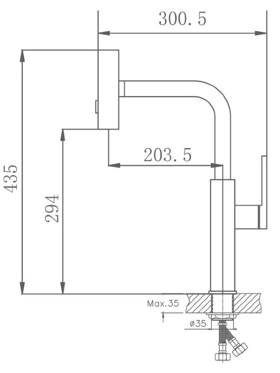 Смеситель для кухни Haiba HB73824-5 золото однорычажный, длина излива 20.35 см