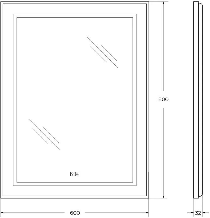 Зеркало BelBagno SPC-KRAFT-600-800-LED-TCH-WARM-NERO