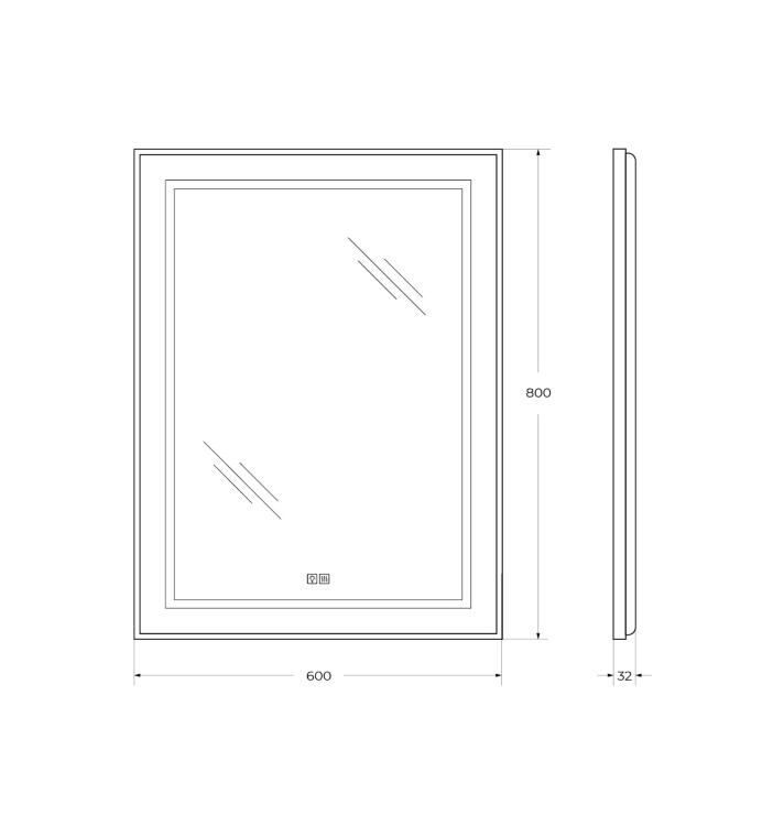 Зеркало BelBagno SPC-KRAFT-600-800-LED-TCH-WARM-NERO