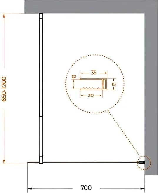 Душевая перегородка BelBagno KRAFT-L-1-70-C-Cr