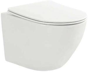 Унитаз подвесной SanDav Cerchio 490х365х320 безободковый, микролифт (круглый) белый