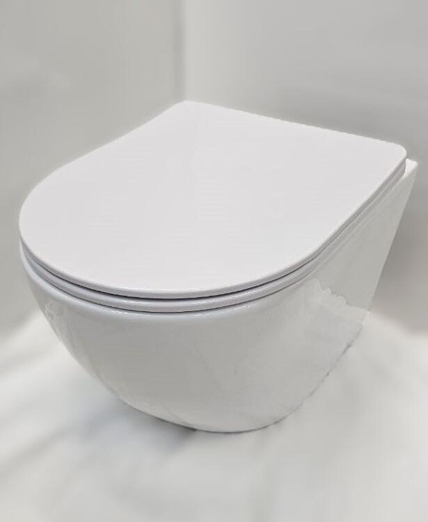 Унитаз подвесной SanDav Conos 490х365х350 безободковый, микролифт (конус) белый