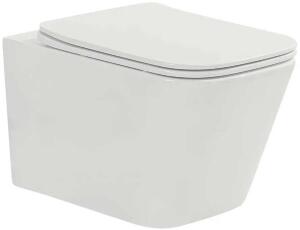 Унитаз подвесной SanDav Cubos 490х365х350 безободковый, микролифт (квадрат) белый